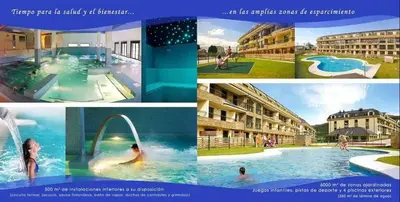 a collage of pictures of a swimming pool at Amanecer en Costa Reinante Spa in San Miguel de Reinante