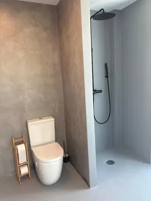 a bathroom with a toilet and a shower at Relax in Santiago de Compostela in Vedra