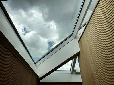 a skylight in a building with the sky at Apartamento Lujo Casco Histórico in Santiago de Compostela