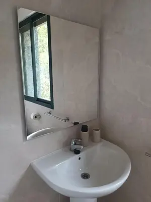 a white sink in a bathroom with a mirror at Apartamentos Gabín in Montederramo