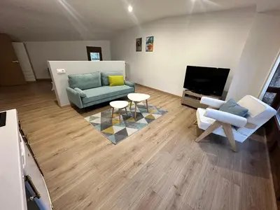 a living room with a couch and a tv at A Casa do Veterinario in Sales