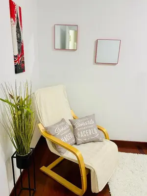a chair with two pillows on it in a room at Tineo centro in Tineo