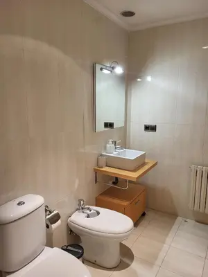 a bathroom with a toilet and a sink at O lar da luz in Ourense
