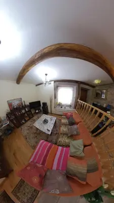 a large living room with a large bed and a staircase at Private Entire Home ,Old Town 6-min Walk to Cathedral in Santiago de Compostela