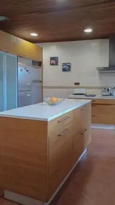 a kitchen with a counter with a plate on it at Aldea Figueiredo in San Amaro