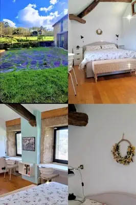 a collage of photos with a bedroom and a bed at Holiday Home Galicia Retreat by Interhome in Cerdedo