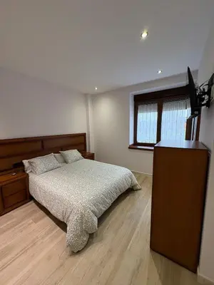 a bedroom with a bed and a television in it at La Venta del Clavo in Astorga