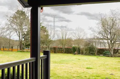 a view of a field from a porch at Alda Palas de Rei in Palas de Rei