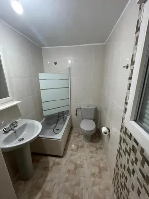 a bathroom with a toilet and a sink at Pension Valcarce in Ponferrada