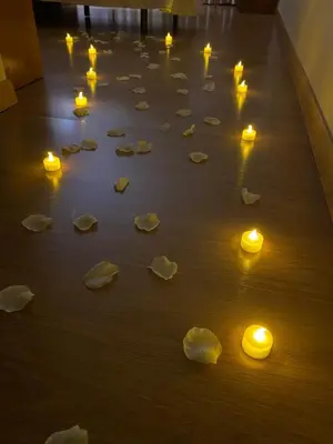 a group of candles on the floor with lights at Hotel Condes De Lemos España in Monforte de Lemos