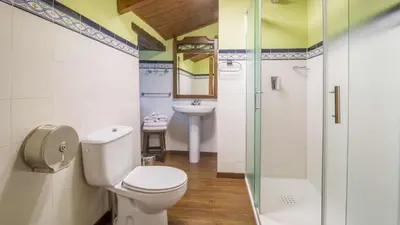 a bathroom with a toilet and a sink at Casa de los Somoza in Melide