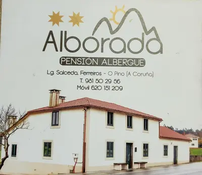 a sign for an albuquerque fusion ale house at Pension Albergue Alborada in Salceda