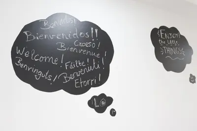 a black cloud with words written on it at Pensión LO in O Pedrouzo