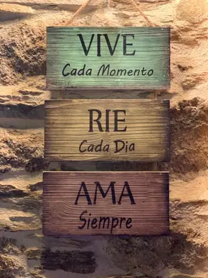 a couple of signs hanging on a wall at Os Tres Teixos in San Acisclo