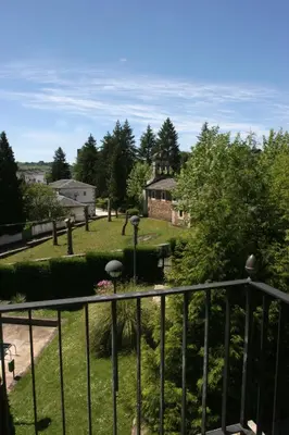 a view from the balcony of a house at Pousada de Portomarín in Portomarin