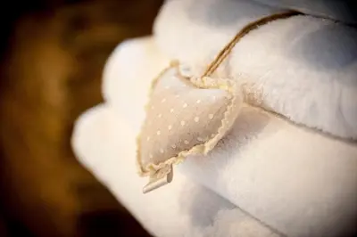 a close up of a piece of cloth on a white flower at Aldea Rural y Gastro Restaurante Casona de Labrada in Labrada