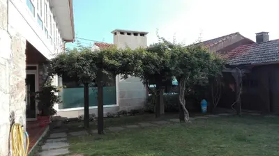 a group of trees in a yard next to a house at Casa Cruceiro in Barcela