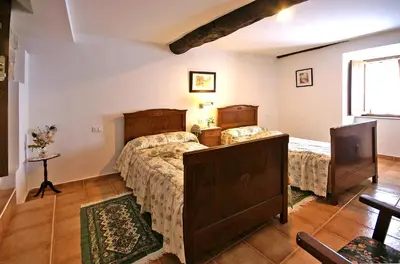 a bedroom with two beds and a tv in it at Casal de Drados in Drados