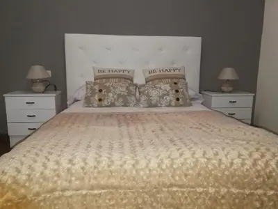 a bedroom with a large bed with two night stands at Piso Camino De Santiago in Sarria