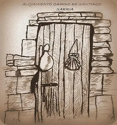a drawing of a fireplace with a bottle on it at Piso Camino De Santiago in Sarria
