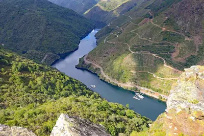 an aerial view of a river in a canyon at Casa Juca in La Teijeira