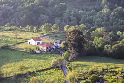 an aerial view of a house in a field at Casa Juca in La Teijeira