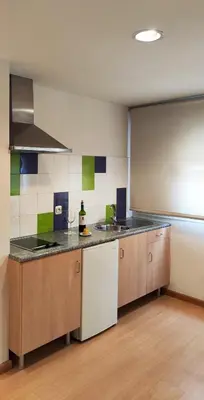a kitchen with a sink and a counter top at Hotel Metropol by Carris in Lugo