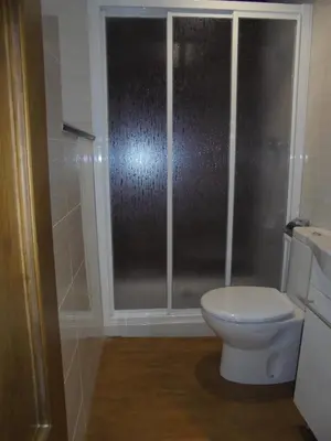 a bathroom with a toilet and a shower at Casa Saleta in Melide