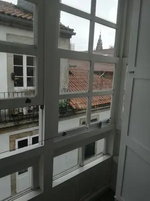 a view from the window of a building at Hostal Forest in Santiago de Compostela