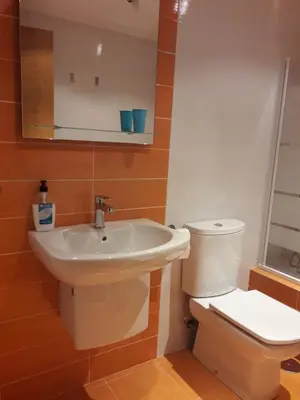 a bathroom with a toilet and a sink at Viveiro in Viveiro