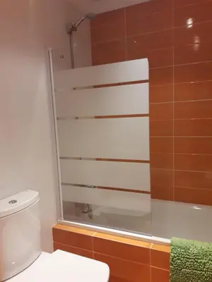 a bathroom with a shower and a toilet at Viveiro in Viveiro