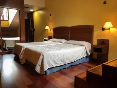 a bedroom with a large bed in a room at Hotel Aroi Bierzo Plaza in Ponferrada