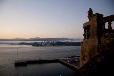 a view of a body of water with a city at Mirador Ría de Ribadeo in Ribadeo