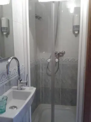 a bathroom with a shower and a sink at PR Badalada in Santiago de Compostela
