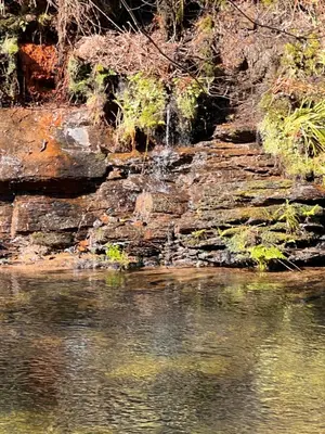 a rock wall next to a body of water at Hotel Mirador de Barcia in Ribeira de Piquin