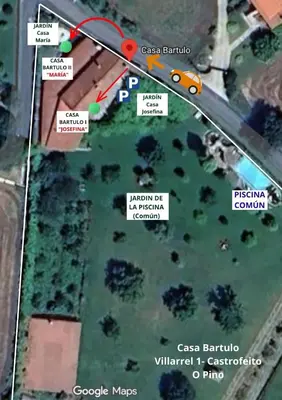 a map of a road with a car on it at Casa Bartulo in Castrofeito