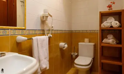 a bathroom with a toilet and a sink at Viviendas Turisticas Tapia in Tapia de Casariego