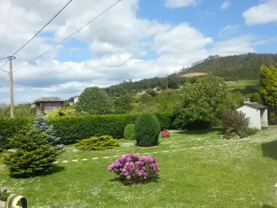 a garden with bushes and flowers in the grass at Vivienda de Uso Turístico Carballo Blanco 2 in Barral