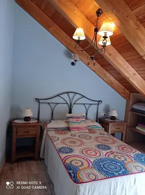a bedroom with a bed and two night stands at Casa Rural Las Mestas in Cangas del Narcea