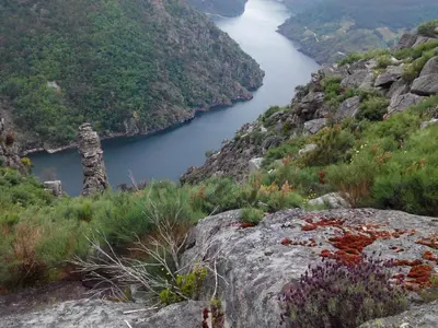 a view of a river from a mountain at Casa Solveira in Piñeiro