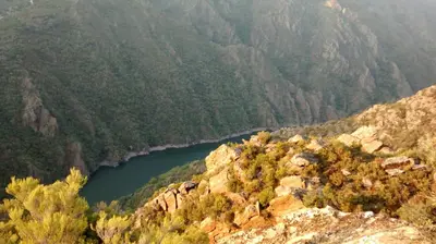 a view of a river from a mountain at Casa do Conto in Doade