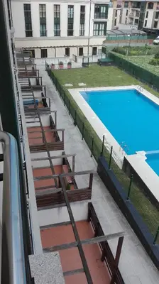 a view of a swimming pool from a building at Apartment Javier in Foz