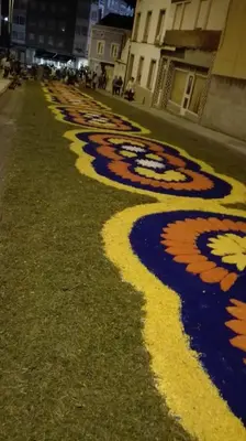a row of colorful rangoli on the grass at Apartment Javier in Foz