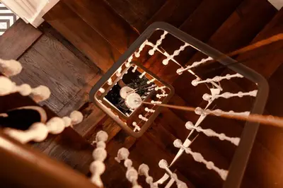 an overhead view of a table with white objects at Santiago KM-0 in Santiago de Compostela