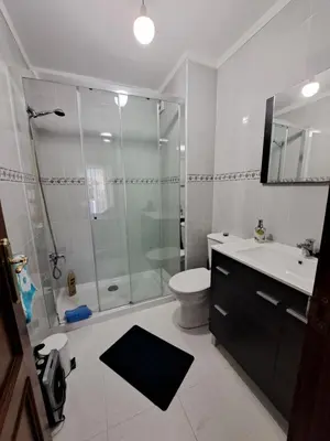 a bathroom with a shower and a toilet and a sink at Piso Mónica in Ribadavia