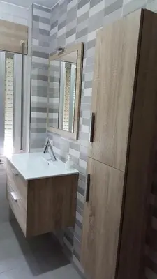 a bathroom with a sink and a mirror at Casa Páez in Pasantes