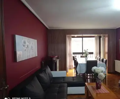 a living room with a couch and a table at Piso Ourense Bonito y Termal in Ourense