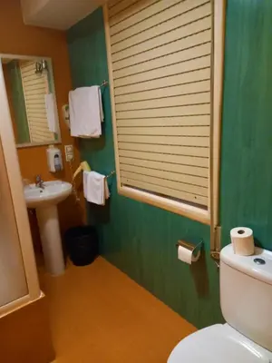 a bathroom with a toilet and a sink at Pension San Roque in Lugo