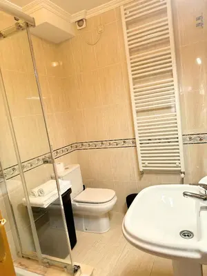 a bathroom with a toilet and a sink at Rosende in Arzúa