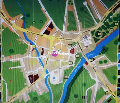 a map of a city with a river at Apartamento Study 1 Select Real Caldas de Reis in Caldas de Reis